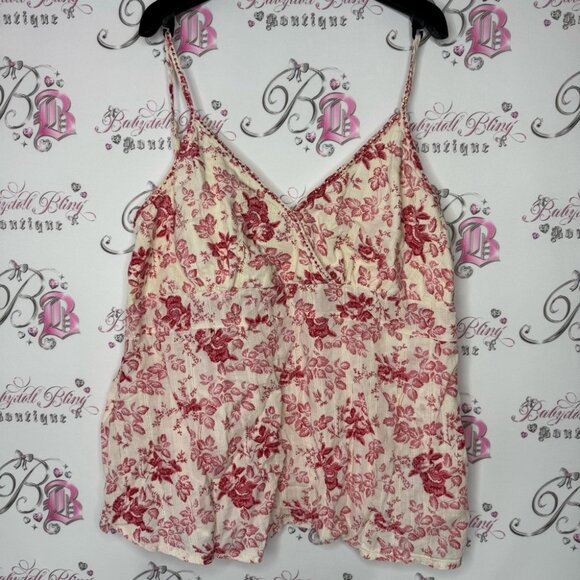 Addition Elle tank top sparkly embroidered beads floral flowers red cream cute - Picture 2 of 13